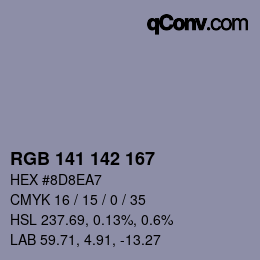 Color code: RGB 141 142 167 | qconv.com