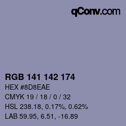 Color code: RGB 141 142 174 | qconv.com