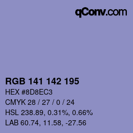 カラーコード: RGB 141 142 195 | qconv.com