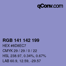 Color code: RGB 141 142 199 | qconv.com