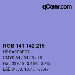 Color code: RGB 141 142 215 | qconv.com