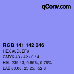 Color code: RGB 141 142 246 | qconv.com