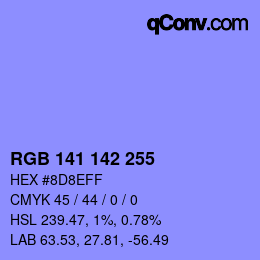 Color code: RGB 141 142 255 | qconv.com