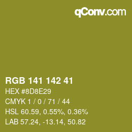 Color code: RGB 141 142 41 | qconv.com