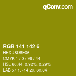 颜色代码: RGB 141 142 6 | qconv.com
