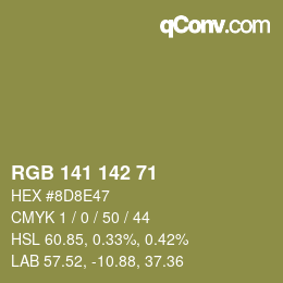 Color code: RGB 141 142 71 | qconv.com