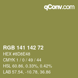 Color code: RGB 141 142 72 | qconv.com