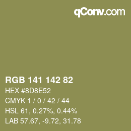 Color code: RGB 141 142 82 | qconv.com