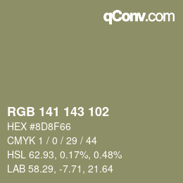 颜色代码: RGB 141 143 102 | qconv.com