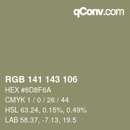 Color code: RGB 141 143 106 | qconv.com