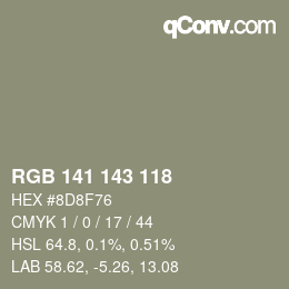 颜色代码: RGB 141 143 118 | qconv.com