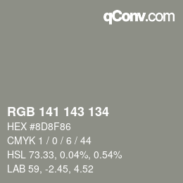 颜色代码: RGB 141 143 134 | qconv.com