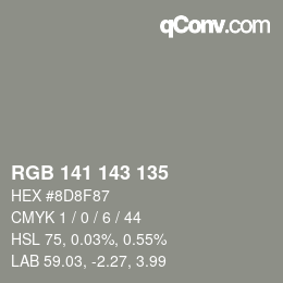 Color code: RGB 141 143 135 | qconv.com