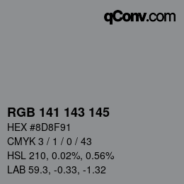 Color code: RGB 141 143 145 | qconv.com