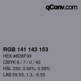 Color code: RGB 141 143 153 | qconv.com