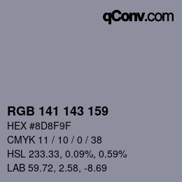 Color code: RGB 141 143 159 | qconv.com