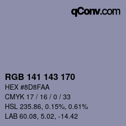 颜色代码: RGB 141 143 170 | qconv.com
