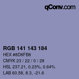 Color code: RGB 141 143 184 | qconv.com