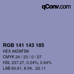 颜色代码: RGB 141 143 185 | qconv.com