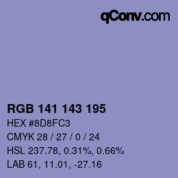 Color code: RGB 141 143 195 | qconv.com