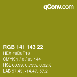 Color code: RGB 141 143 22 | qconv.com
