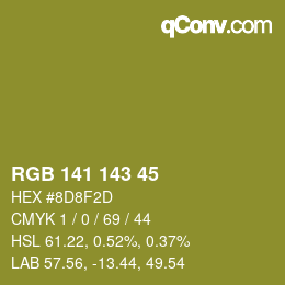 Color code: RGB 141 143 45 | qconv.com