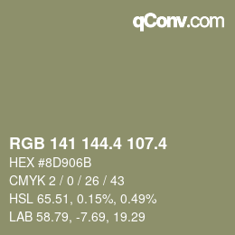カラーコード: RGB 141 144.4 107.4 | qconv.com