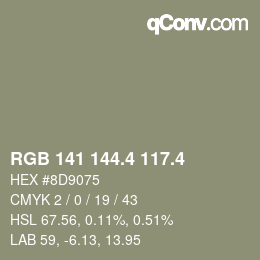 カラーコード: RGB 141 144.4 117.4 | qconv.com