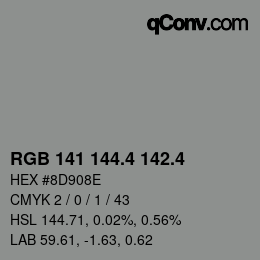 カラーコード: RGB 141 144.4 142.4 | qconv.com