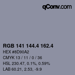 カラーコード: RGB 141 144.4 162.4 | qconv.com