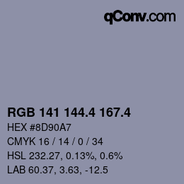 カラーコード: RGB 141 144.4 167.4 | qconv.com