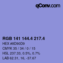 カラーコード: RGB 141 144.4 217.4 | qconv.com