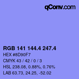 カラーコード: RGB 141 144.4 247.4 | qconv.com