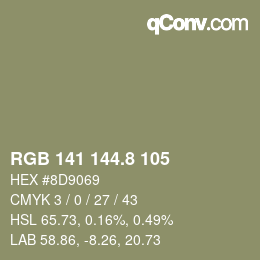 カラーコード: RGB 141 144.8 105 | qconv.com