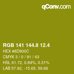 カラーコード: RGB 141 144.8 12.4 | qconv.com