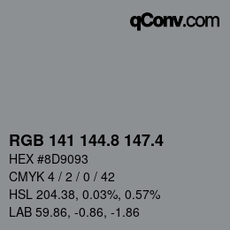 カラーコード: RGB 141 144.8 147.4 | qconv.com