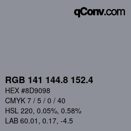 カラーコード: RGB 141 144.8 152.4 | qconv.com