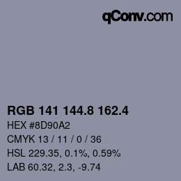 カラーコード: RGB 141 144.8 162.4 | qconv.com