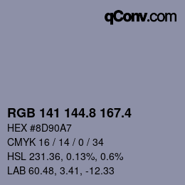カラーコード: RGB 141 144.8 167.4 | qconv.com