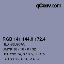 カラーコード: RGB 141 144.8 172.4 | qconv.com