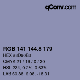 Color code: RGB 141 144.8 179 | qconv.com