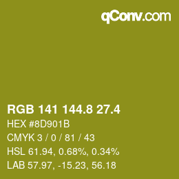 カラーコード: RGB 141 144.8 27.4 | qconv.com