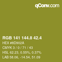 カラーコード: RGB 141 144.8 42.4 | qconv.com