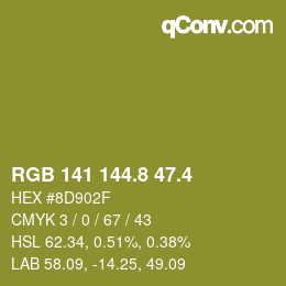 カラーコード: RGB 141 144.8 47.4 | qconv.com