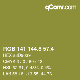 カラーコード: RGB 141 144.8 57.4 | qconv.com