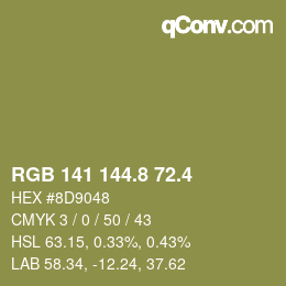 カラーコード: RGB 141 144.8 72.4 | qconv.com