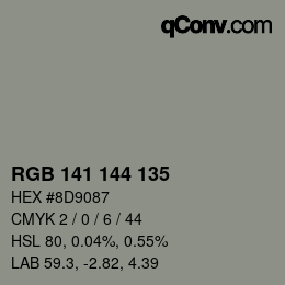 Color code: RGB 141 144 135 | qconv.com