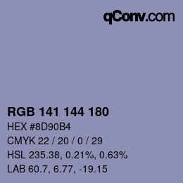 Código de color: RGB 141 144 180 | qconv.com
