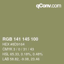 Color code: RGB 141 145 100 | qconv.com
