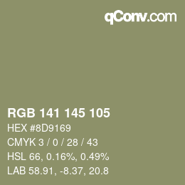 Color code: RGB 141 145 105 | qconv.com